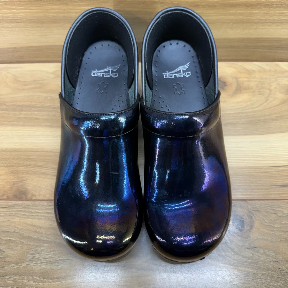 Dansko Professional Clogs Petrol Womens 9.5 EU 40 Patent Leather Nurse Work Walk
